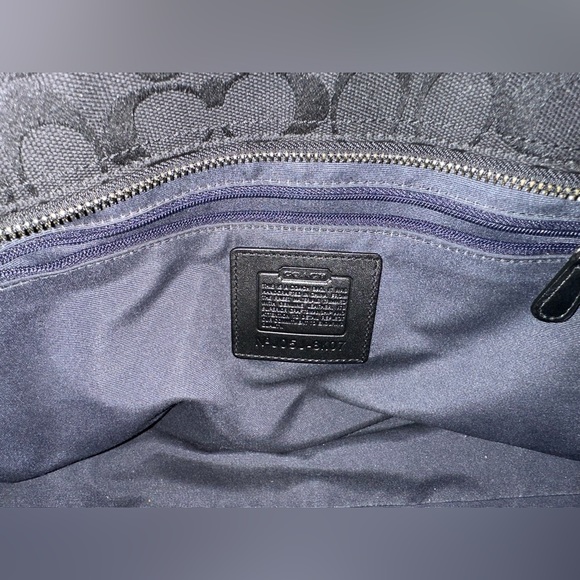 Coach Black Signature Canvas and Leather Hampton Tote - Picture 9 of 12